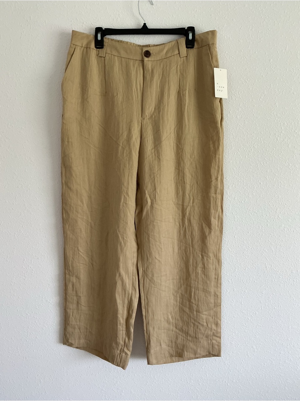 a new day Relaxed Wide-Leg Linen-Blend Pants in Beige